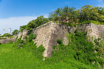 Image showing Turret of the osaka castle with alga