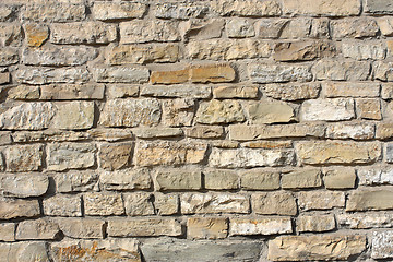 Image showing Wall of big rough granite boulders