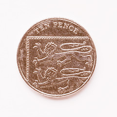 Image showing  UK 10 pence coin vintage