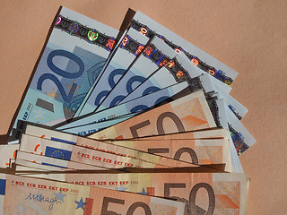 Image showing Fifty and Twenty Euro notes