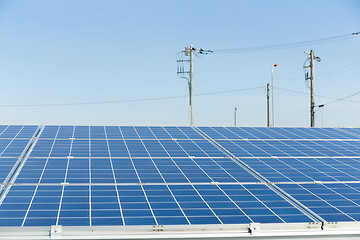 Image showing Solar panel and power line