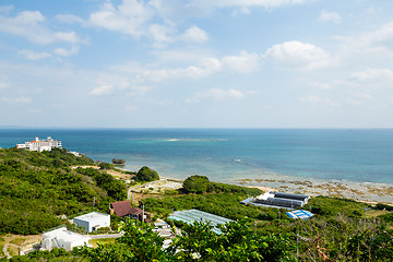 Image showing Okinawa village with clear blue sky