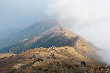 Image showing Hiking path with foggy