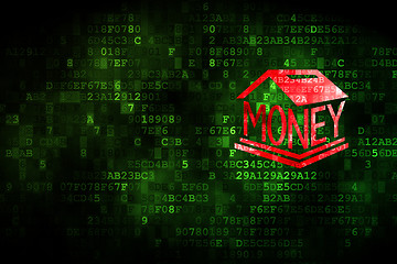 Image showing Money concept: Money Box on digital background