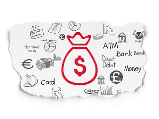 Image showing Money concept: Money Bag on Torn Paper background