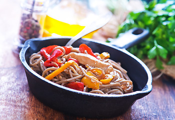 Image showing soba with meat and vegetables