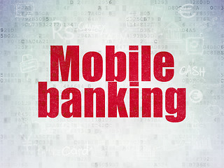 Image showing Money concept: Mobile Banking on Digital Paper background