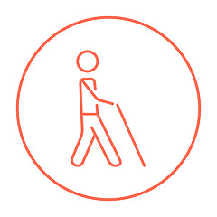 Image showing Blind man with stick line icon.