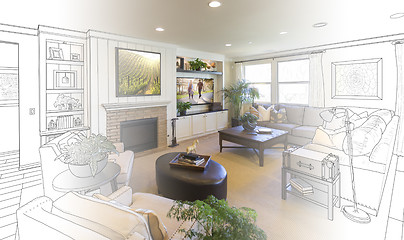 Image showing Living Room Drawing Gradation Into Photograph