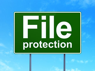 Image showing Safety concept: File Protection on road sign background