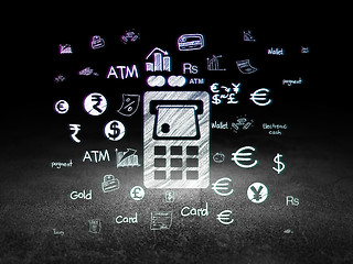 Image showing Currency concept: ATM Machine in grunge dark room
