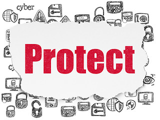 Image showing Safety concept: Protect on Torn Paper background