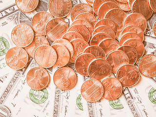 Image showing  Dollar coins and notes vintage