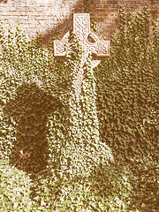 Image showing Tombs and crosses at goth cemetery vintage