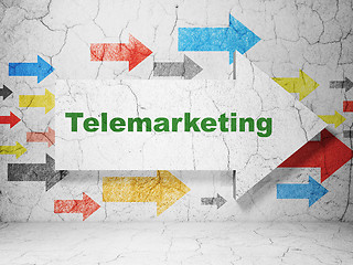 Image showing Marketing concept: arrow with Telemarketing on grunge wall background