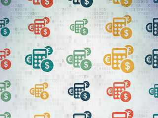 Image showing Finance concept: Calculator icons on Digital Paper background