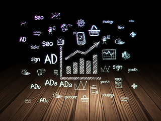 Image showing Marketing concept: Growth Graph in grunge dark room