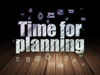 Image showing Time concept: Time for Planning in grunge dark room