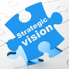 Image showing Finance concept: Strategic Vision on puzzle background