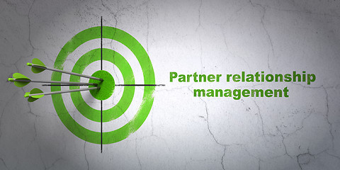 Image showing Business concept: target and Partner Relationship Management on wall background