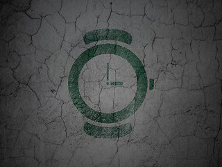 Image showing Timeline concept: Watch on grunge wall background
