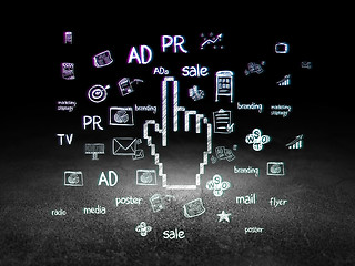 Image showing Marketing concept: Mouse Cursor in grunge dark room