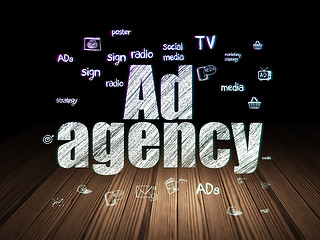 Image showing Advertising concept: Ad Agency in grunge dark room