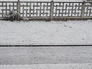 Image showing Winter scene with snow and alley