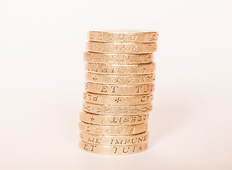 Image showing  Pound coin pile vintage