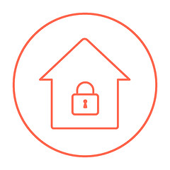 Image showing House with closed lock line icon.