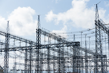 Image showing High Voltage electric substation with transformers