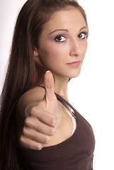 Image showing woman shows thumb