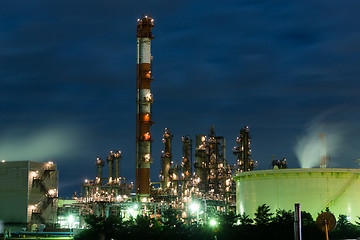 Image showing Industrial Factory working at night