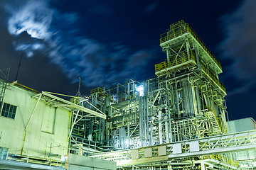 Image showing Petrochemical industrial plant at night