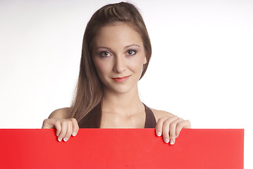 Image showing woman with empty poster