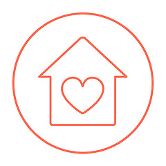 Image showing House with heart symbol line icon.