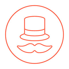 Image showing Hat and mustache line icon.