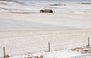 Image showing Alberta Buildings and Field in Winter