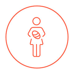 Image showing Woman holding baby line icon.