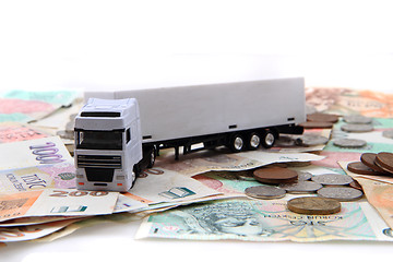 Image showing white truck and czech money