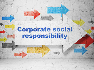 Image showing Finance concept: arrow with Corporate Social Responsibility on grunge wall background