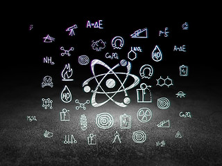 Image showing Science concept: Molecule in grunge dark room