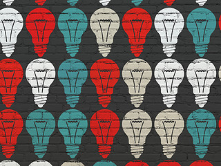 Image showing Business concept: Light Bulb icons on wall background