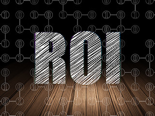 Image showing Business concept: ROI in grunge dark room