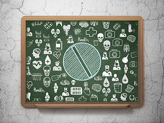 Image showing Health concept: Pill on School Board background