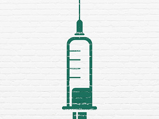 Image showing Health concept: Syringe on wall background