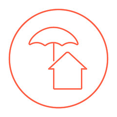 Image showing House under umbrella line icon.