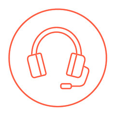 Image showing Headphone with microphone line icon.