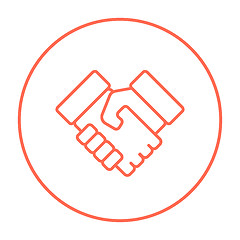 Image showing Handshake and successful real estate transaction line icon.