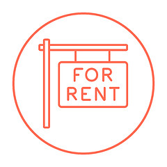 Image showing For rent placard line icon.